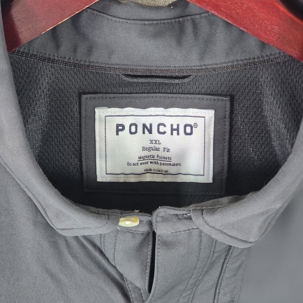 Poncho Men's Black Shirt Regular Fit Short Sleeve Magnetic Pockets Stretch XXL - Picture 5 of 8